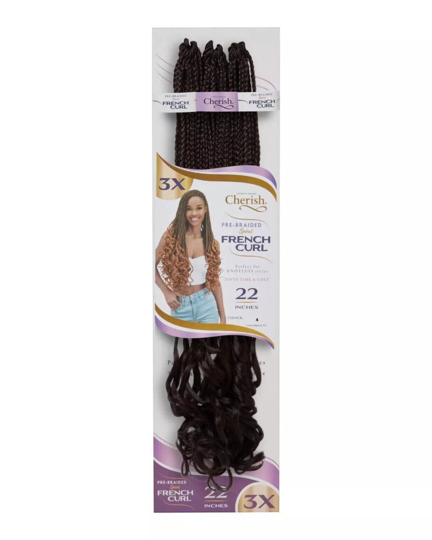 CHERISH SYNTHETIC CURLY HAIR EXTENSION BRAID - PRE BRAIDED SPIRAL FRENCH CURL 22