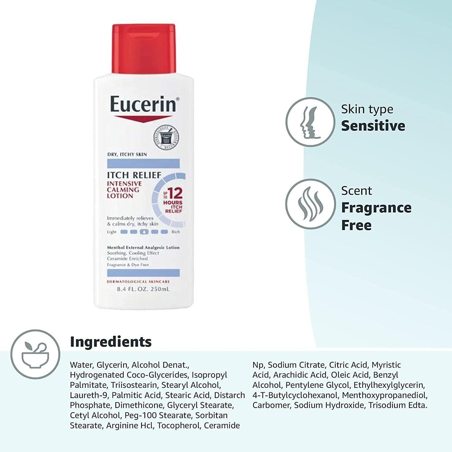 Eucerin, Itch Relief, Intensive Calming Lotion, 8.4 fl oz (250 ml)