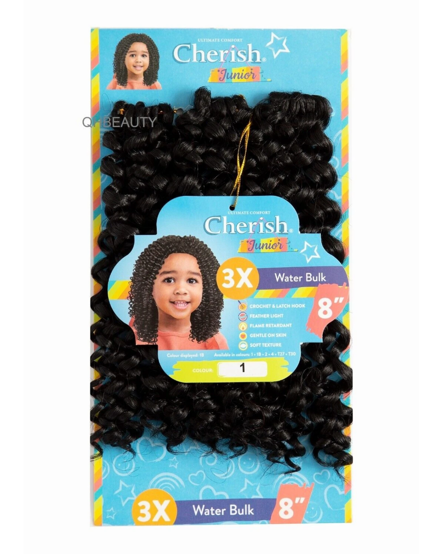 CHERISH SYNTHETIC JUNIOR KIDS CROCHET BRAID HAIR EXTENSION - 3 X WATER BULK 8''