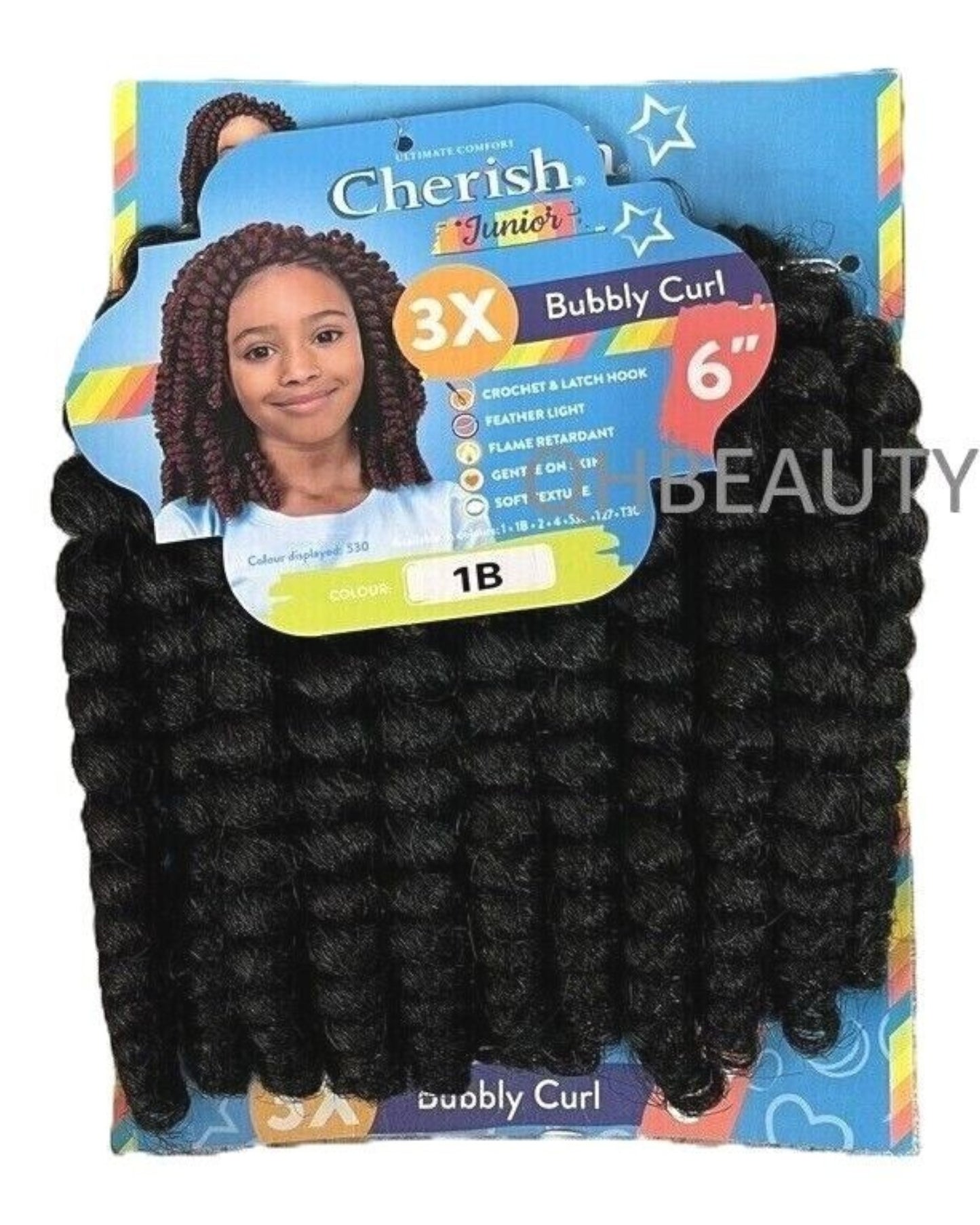 CHERISH SYNTHETIC JUNIOR KIDS CROCHET BRAID HAIR EXTENSION - BUBBLY CURL 6 INCH