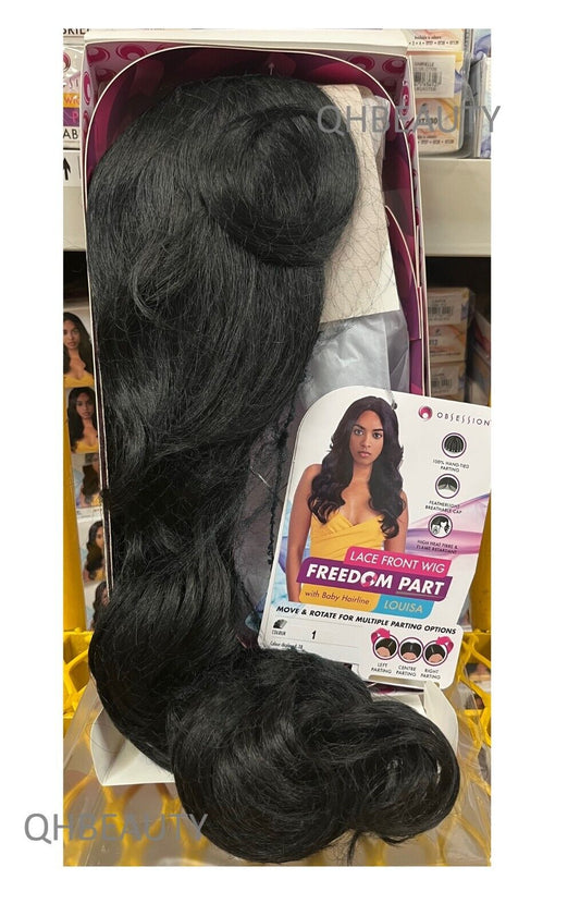 Obsession Synthetic Lace Front Free Part Hand Tied Curly Hair Wig - LOUISA