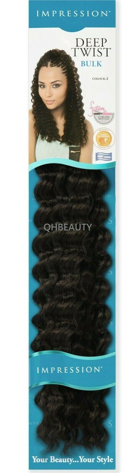 IMPRESSION SYNTHETIC CROCHET CURLY HAIR EXTENSION BRAIDS - DEEP TWIST BULK 22"