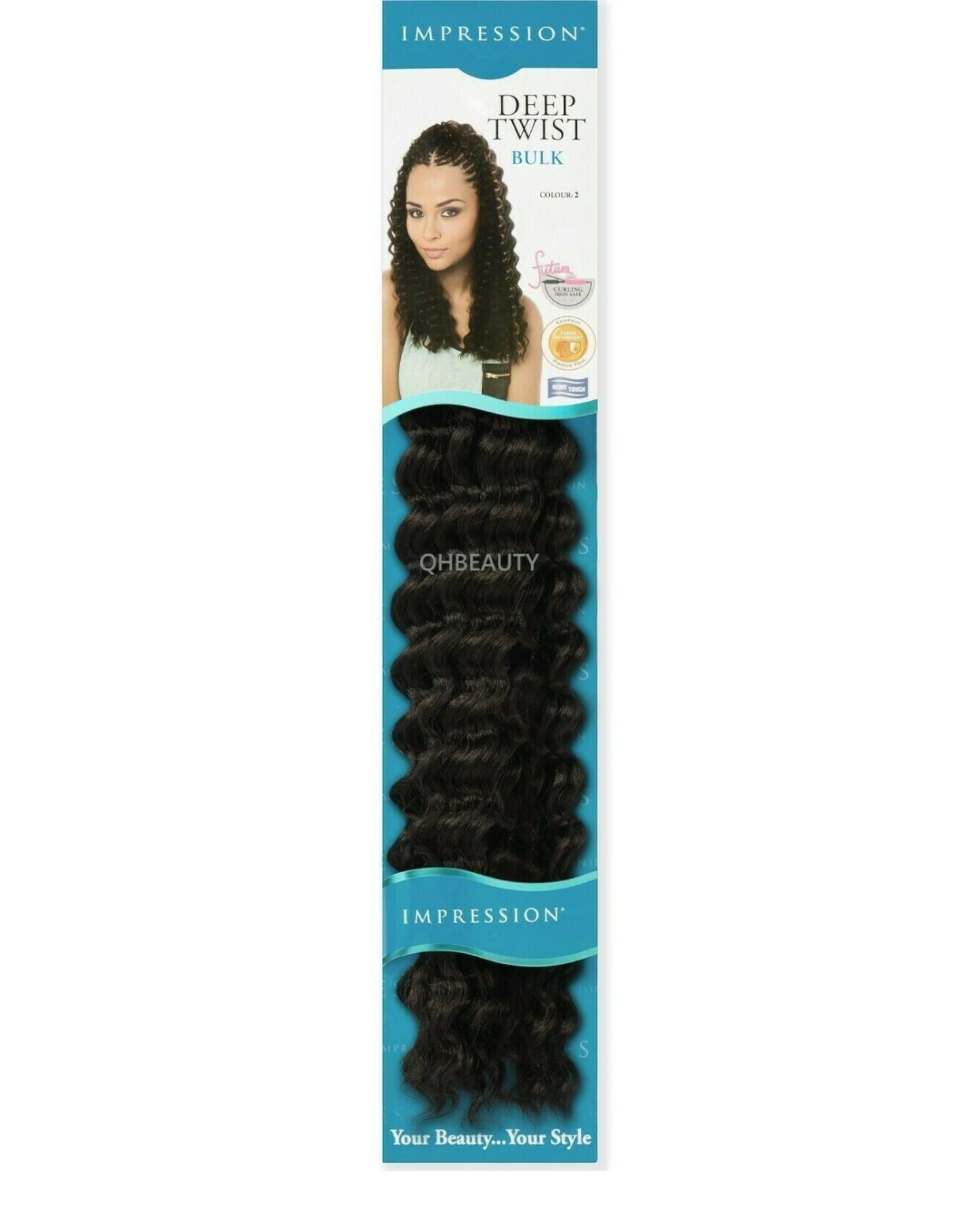 IMPRESSION SYNTHETIC CROCHET CURLY HAIR EXTENSION BRAIDS - DEEP TWIST BULK 22"