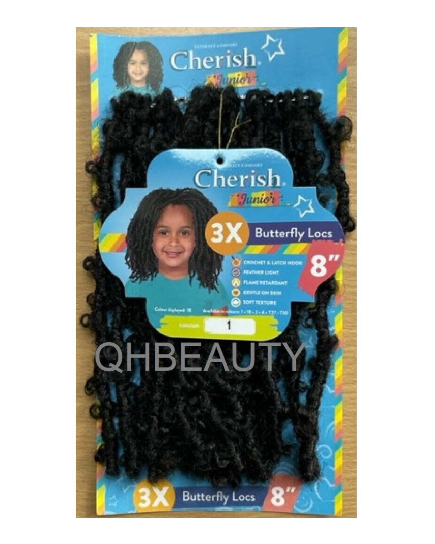 CHERISH SYNTHETIC JUNIOR KIDS CROCHET BRAID HAIR EXTENSION - 3 X BUTTERFLY LOCS 8 ''