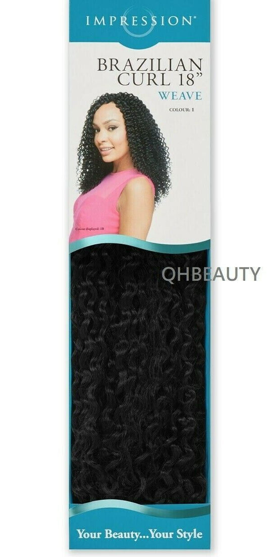 IMPRESSION SYNTHETIC LONG CURLY HAIR EXTENSION WEAVE - BRAZILIAN CURL 18 INCH