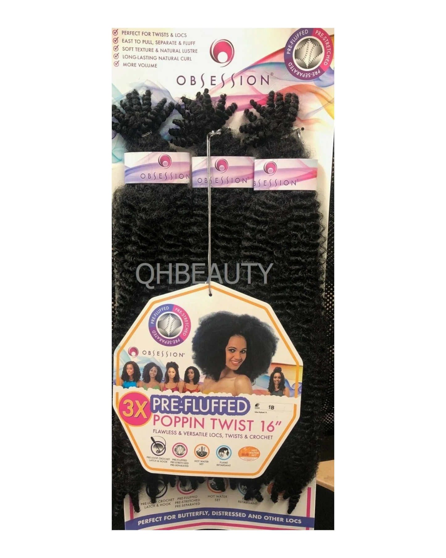 OBSESSION SYNTHETIC CROCHET SOFT BRAID 3X PRE-FLUFFED - POPPIN TWIST 16'' & 20"