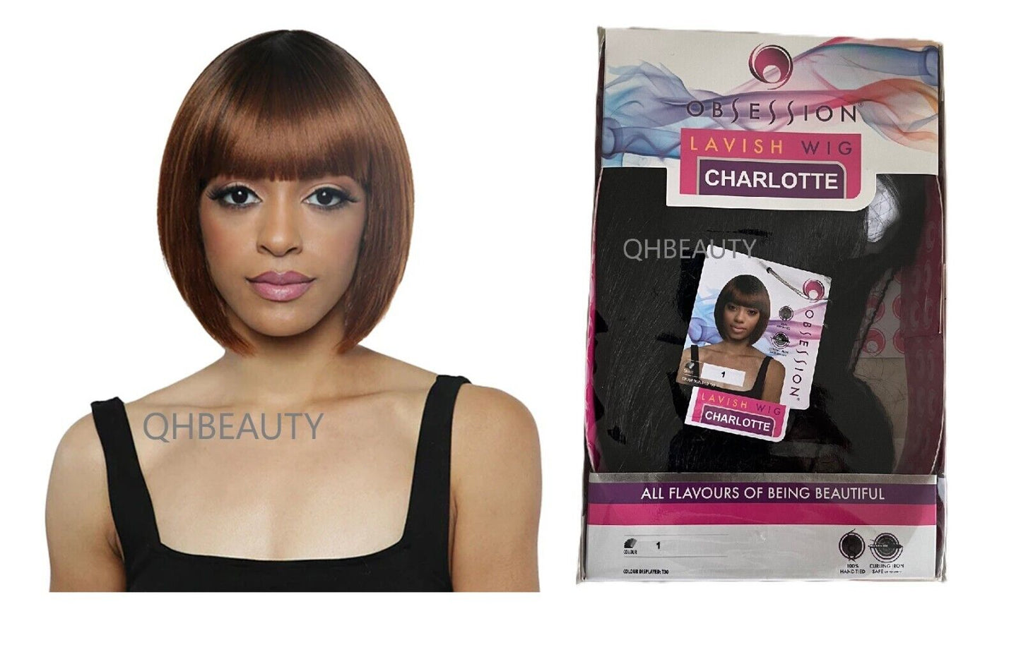 Obsession Synthetic Lavish Straight Bob Bangs 100% Hand Tied Hair Wig  CHARLOTTE