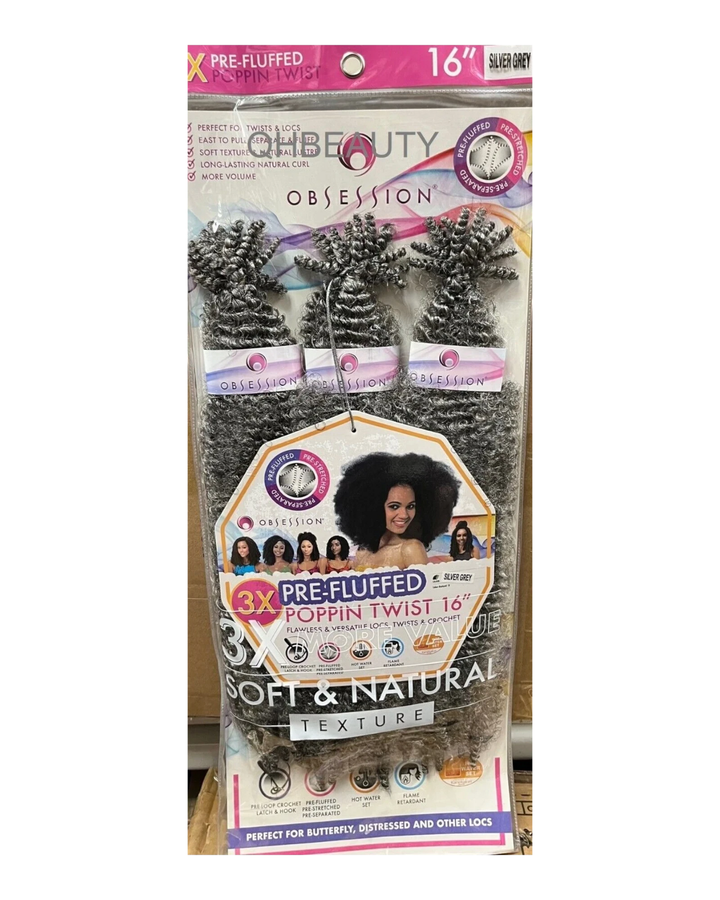 OBSESSION SYNTHETIC CROCHET SOFT BRAID 3X PRE-FLUFFED - POPPIN TWIST 16'' & 20"
