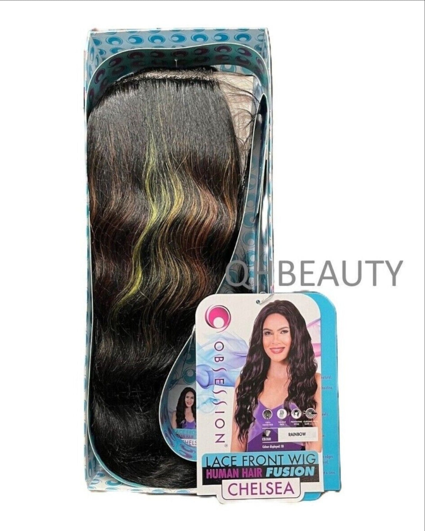 OBSESSION LACE FRONT HUMAN HAIR FUSION NATURAL BODWAVE CURLY HAIR WIG - CHELSEA
