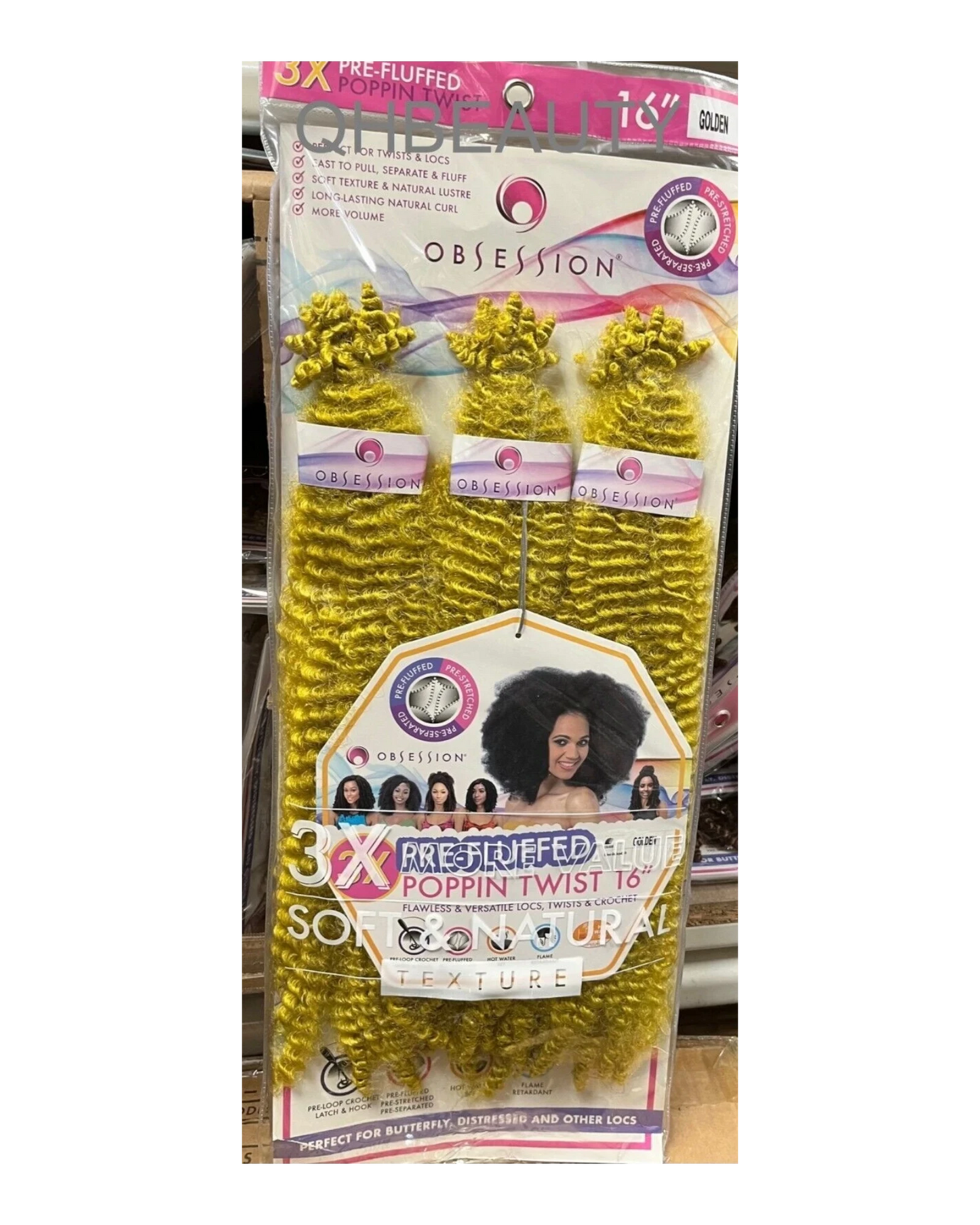 OBSESSION SYNTHETIC CROCHET SOFT BRAID 3X PRE-FLUFFED - POPPIN TWIST 16'' & 20"