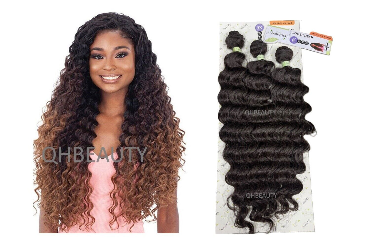 NaturALL SYNTHETIC CURLY HAIR EXTENSION 3 PCS WEAVE - LOOSE DEEP 22/24/26 INCHES
