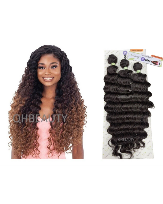 NaturALL SYNTHETIC CURLY HAIR EXTENSION 3 PCS WEAVE - LOOSE DEEP 22/24/26 INCHES