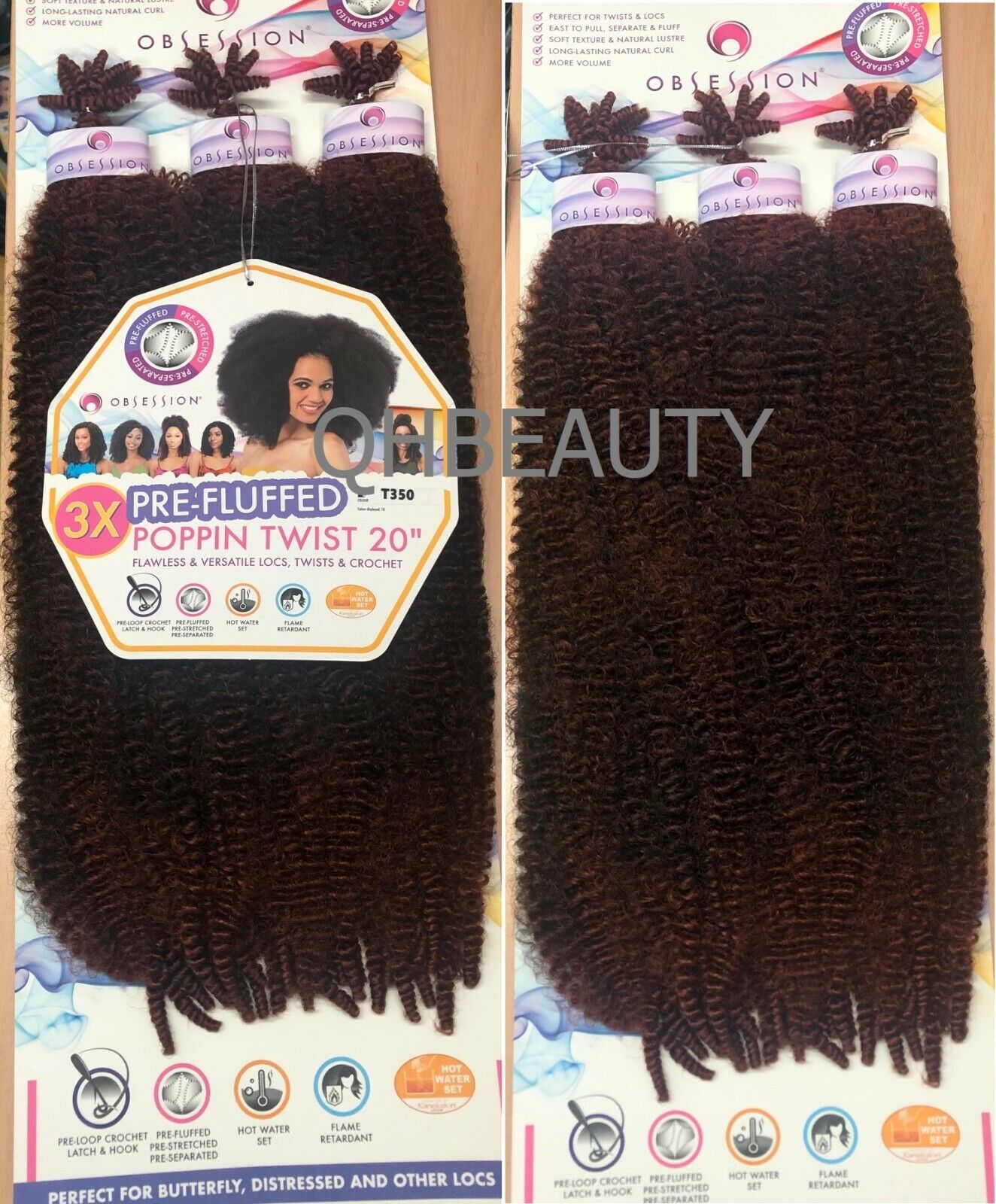 OBSESSION SYNTHETIC CROCHET SOFT BRAID 3X PRE-FLUFFED - POPPIN TWIST 16'' & 20"