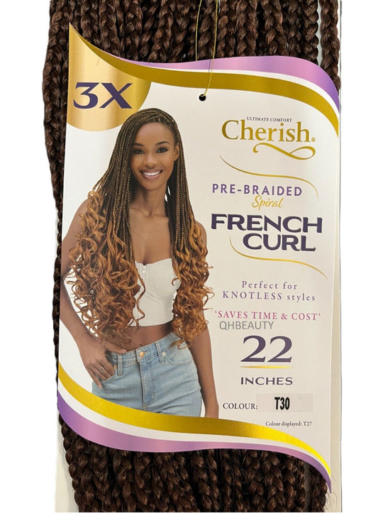 CHERISH SYNTHETIC CURLY HAIR EXTENSION BRAID - PRE BRAIDED SPIRAL FRENCH CURL 22