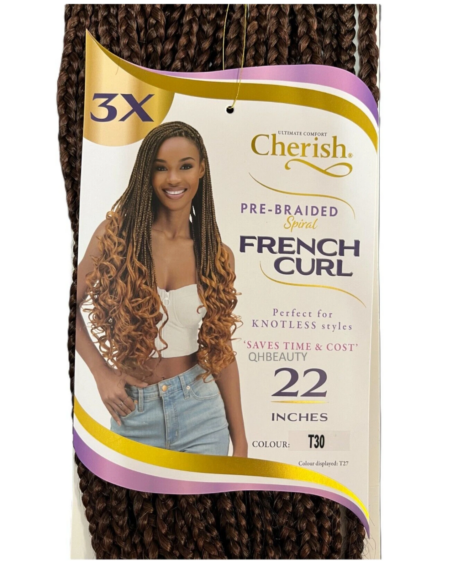 CHERISH SYNTHETIC CURLY HAIR EXTENSION BRAID - PRE BRAIDED SPIRAL FRENCH CURL 22