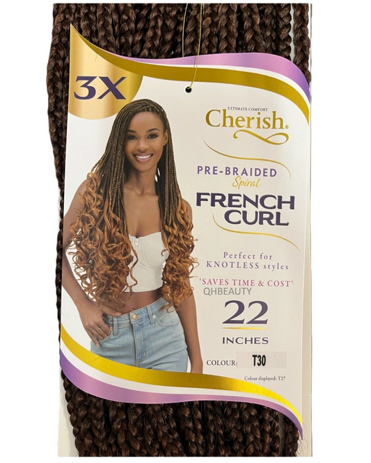 CHERISH SYNTHETIC CURLY HAIR EXTENSION BRAID - PRE BRAIDED SPIRAL FRENCH CURL 22