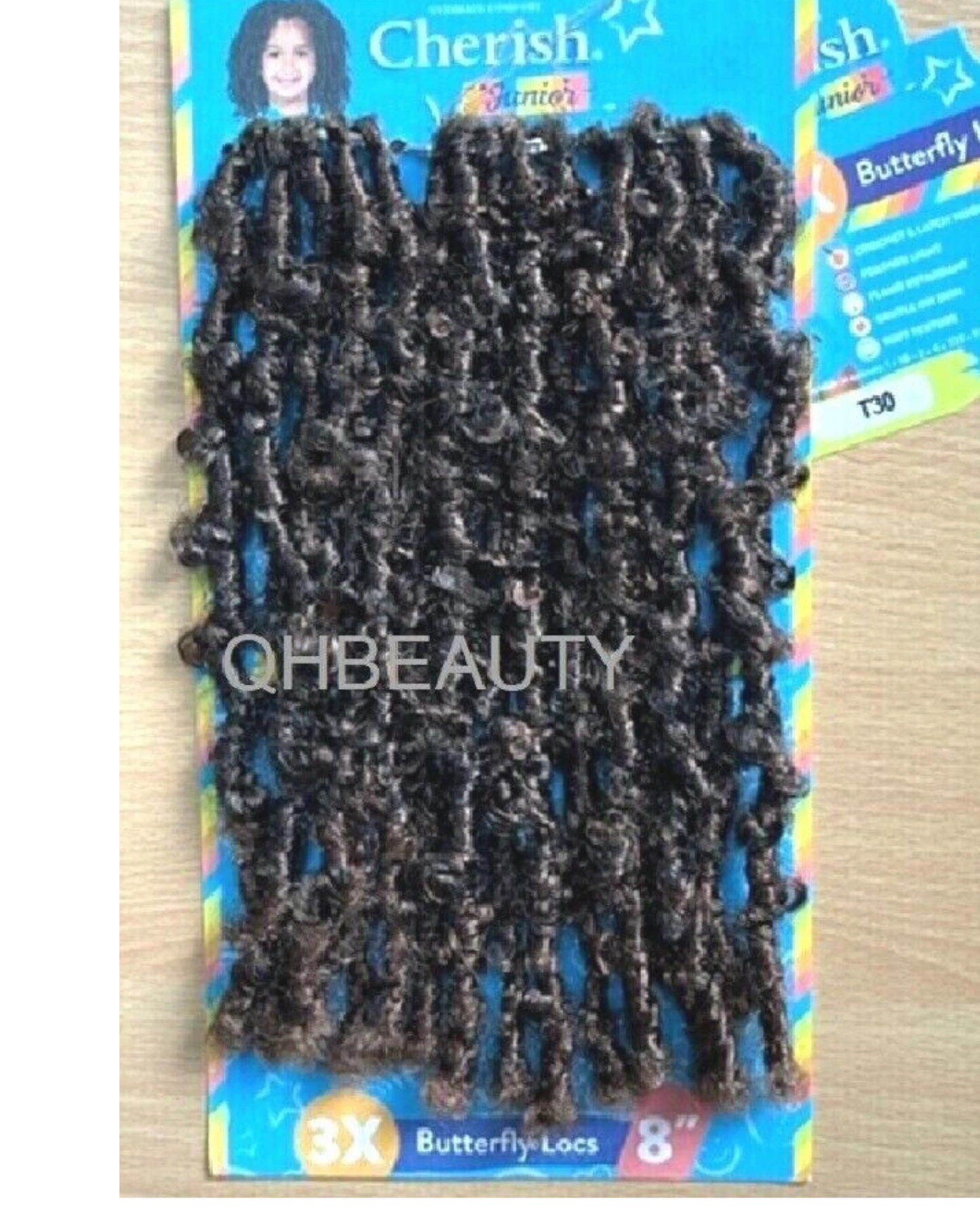 CHERISH SYNTHETIC JUNIOR KIDS CROCHET BRAID HAIR EXTENSION - 3 X BUTTERFLY LOCS 8 ''