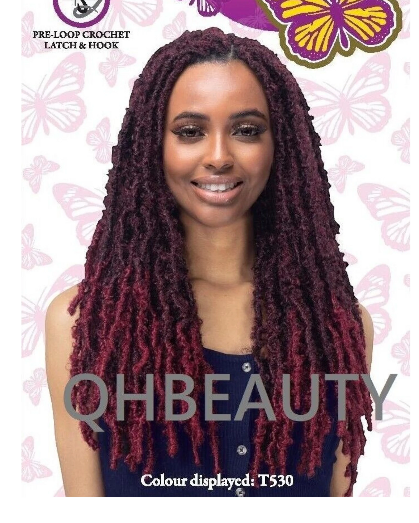 CHERISH SYNTHETIC CROCHET LONG HAIR EXTENSION PRE LOOP BRAID - BUTTERFLY LOC 18"