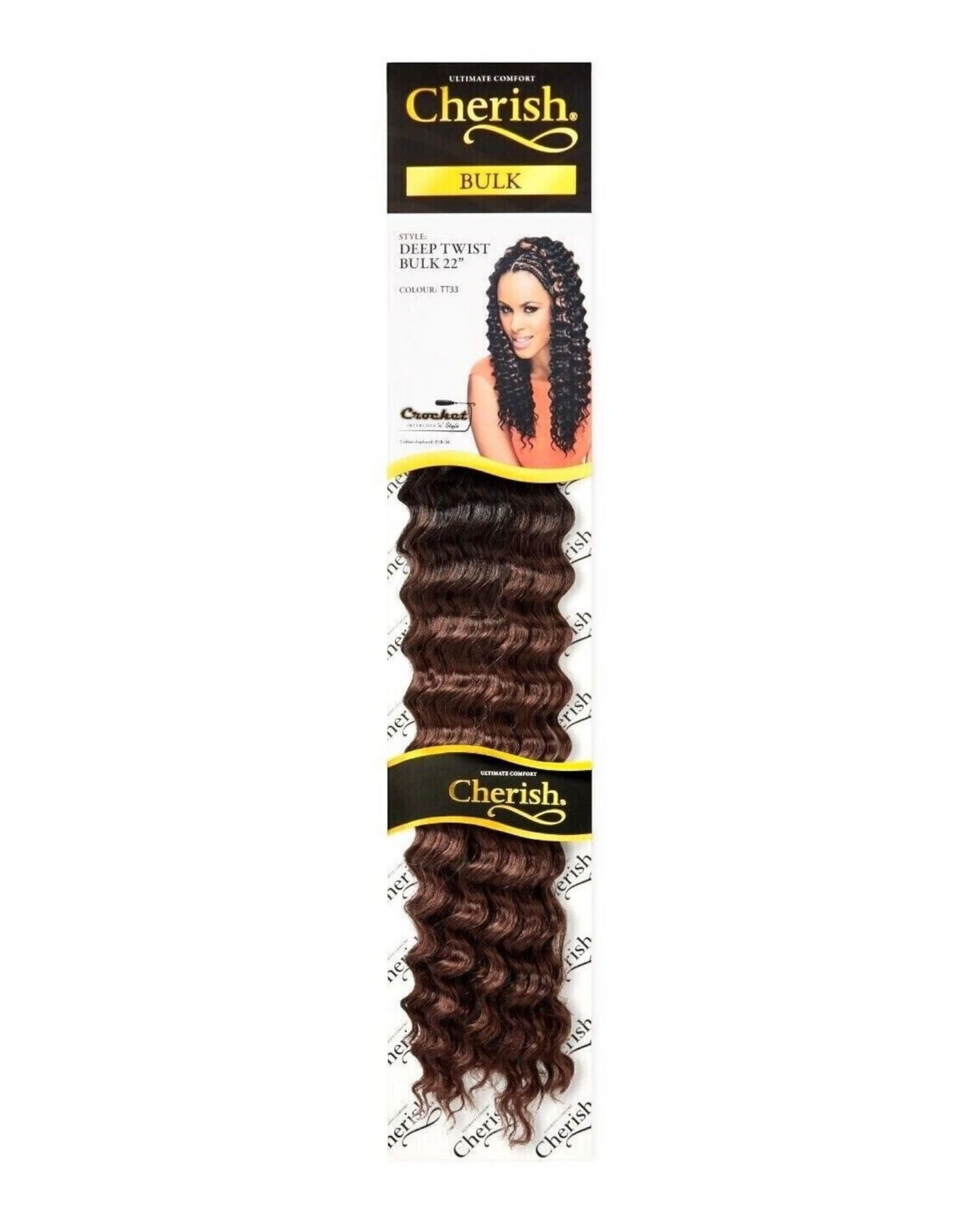 CHERISH SYNTHETIC BULK CROCHET CURLY HAIR EXTENSION BRAIDS - DEEP TWIST 22 INCH