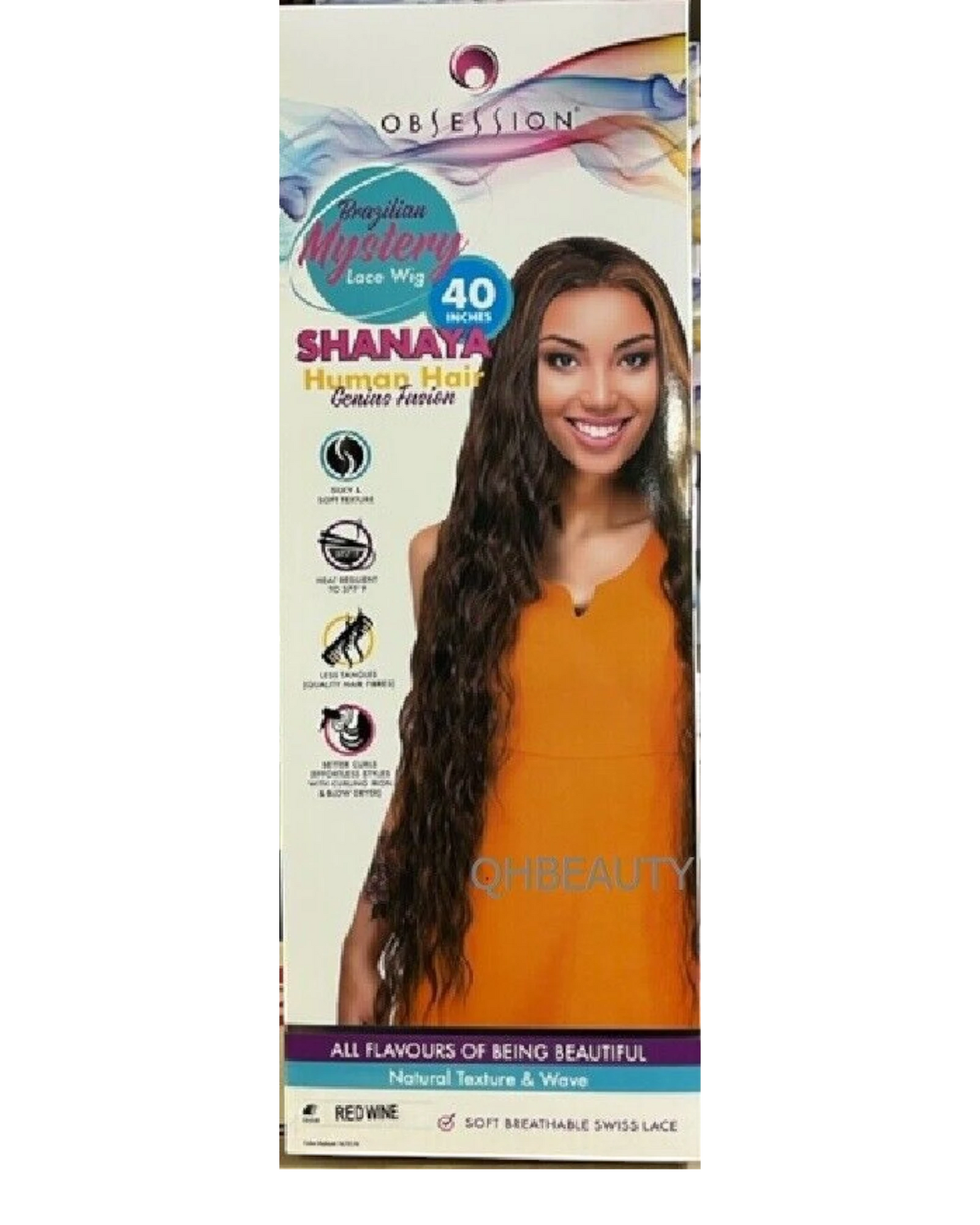 OBSESSION BRAZILIAN FUSION HUMAN HAIR NATURAL LONG CURLY LACE WIG - SHANAYA 40