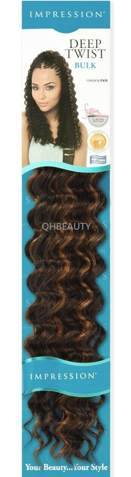 IMPRESSION SYNTHETIC CROCHET CURLY HAIR EXTENSION BRAIDS - DEEP TWIST BULK 22"