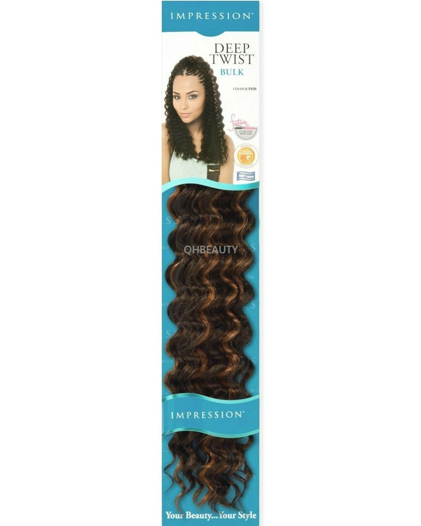 IMPRESSION SYNTHETIC CROCHET CURLY HAIR EXTENSION BRAIDS - DEEP TWIST BULK 22"