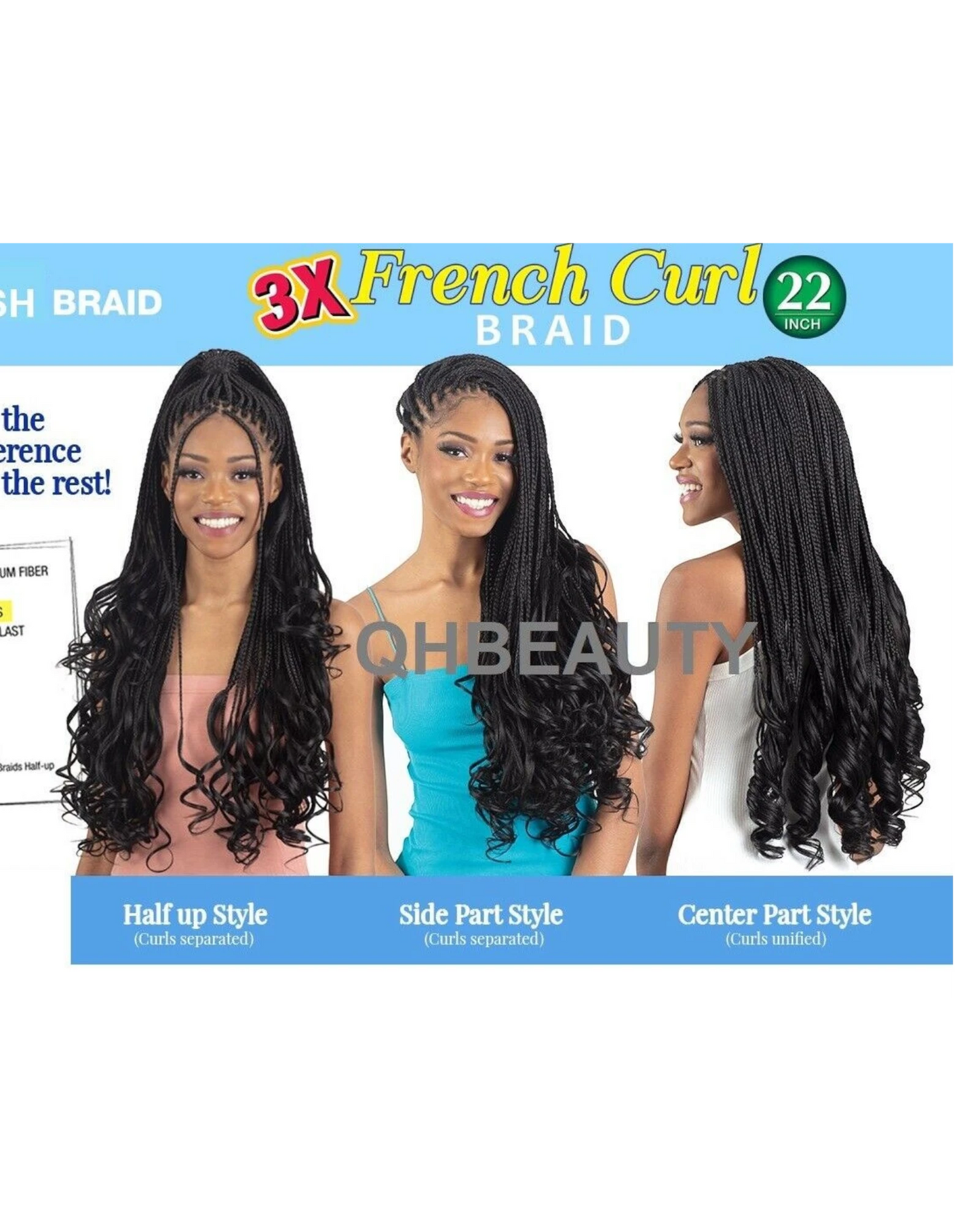 CHERISH SYNTHETIC CURLY HAIR EXTENSION BRAID - PRE BRAIDED SPIRAL FRENCH CURL 22