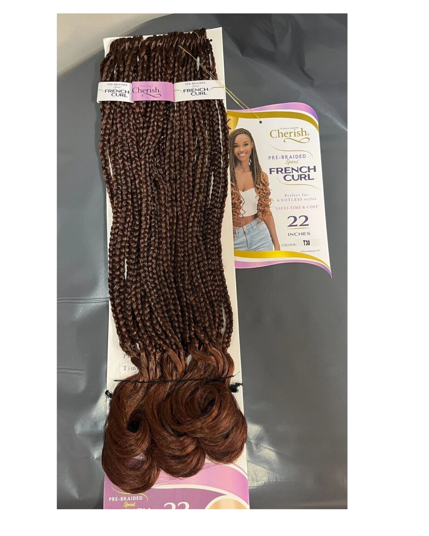 CHERISH SYNTHETIC CURLY HAIR EXTENSION BRAID - PRE BRAIDED SPIRAL FRENCH CURL 22