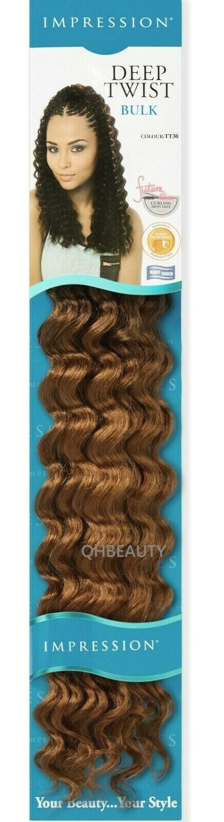 IMPRESSION SYNTHETIC CROCHET CURLY HAIR EXTENSION BRAIDS - DEEP TWIST BULK 22"