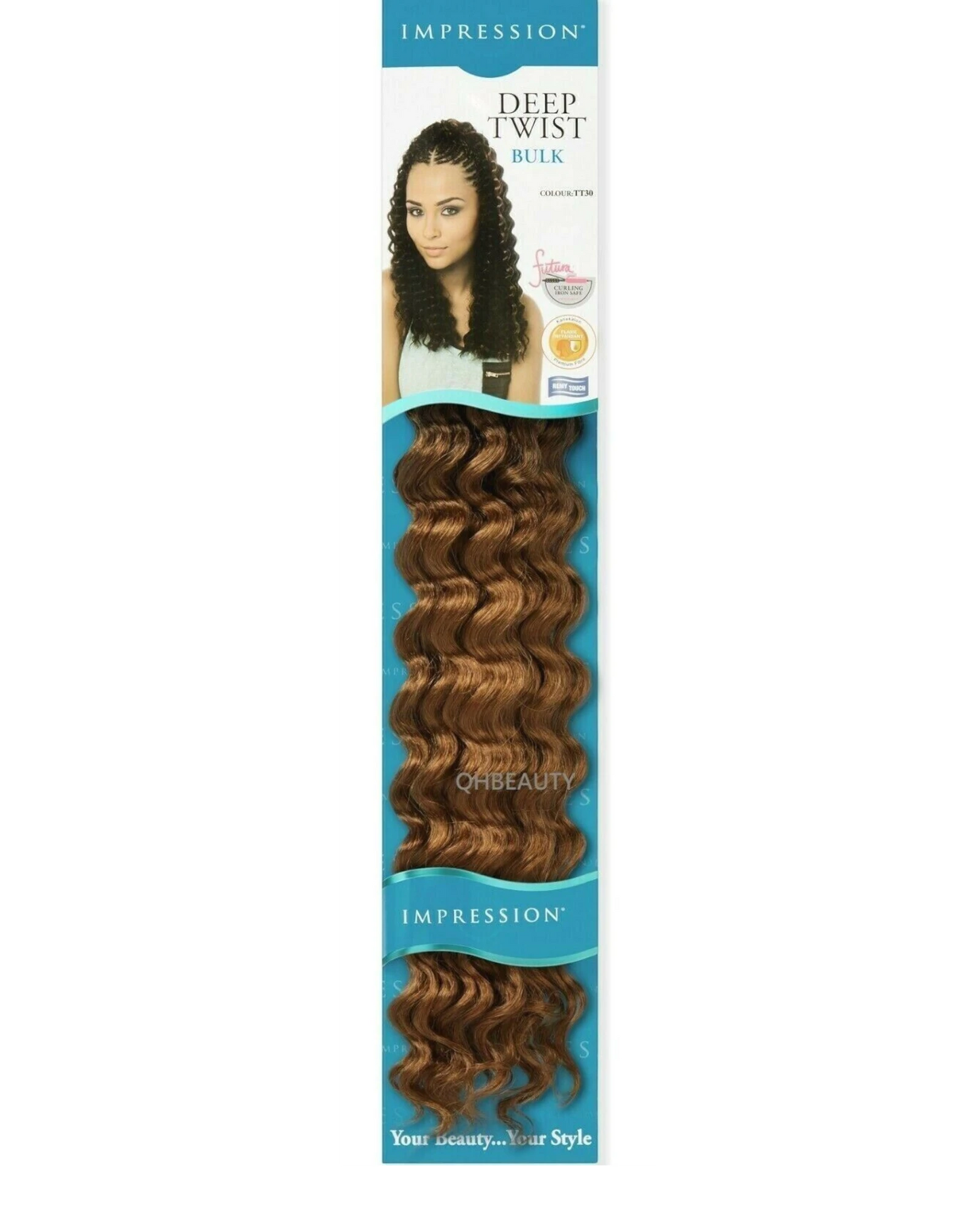 IMPRESSION SYNTHETIC CROCHET CURLY HAIR EXTENSION BRAIDS - DEEP TWIST BULK 22"