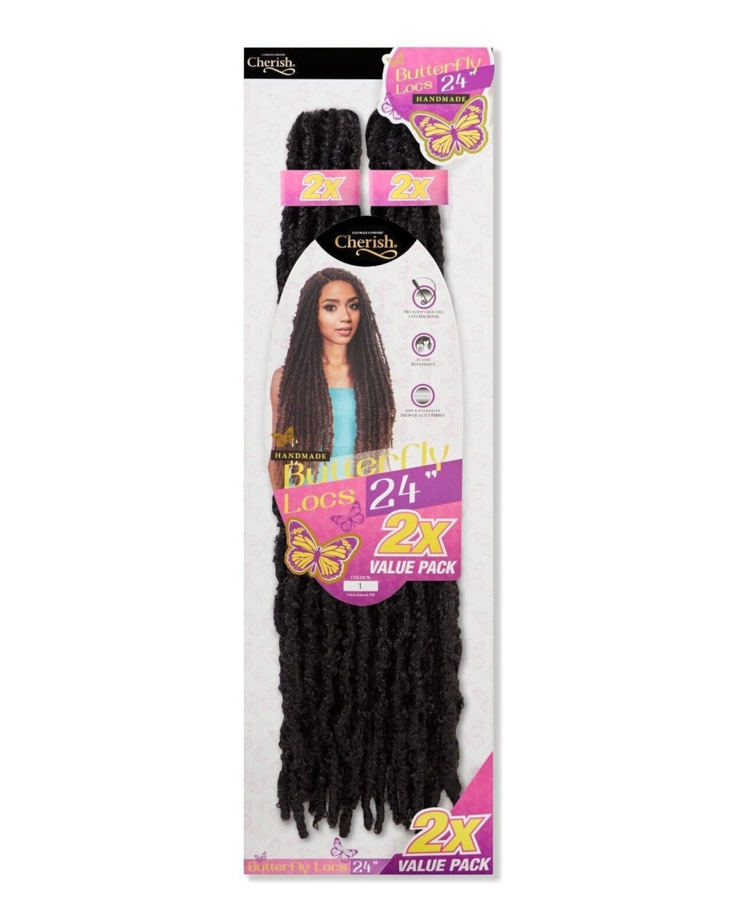 CHERISH SYNTHETIC CROCHET LONG HAIR EXTENSION PRE LOOP BRAID - BUTTERFLY LOC 24"