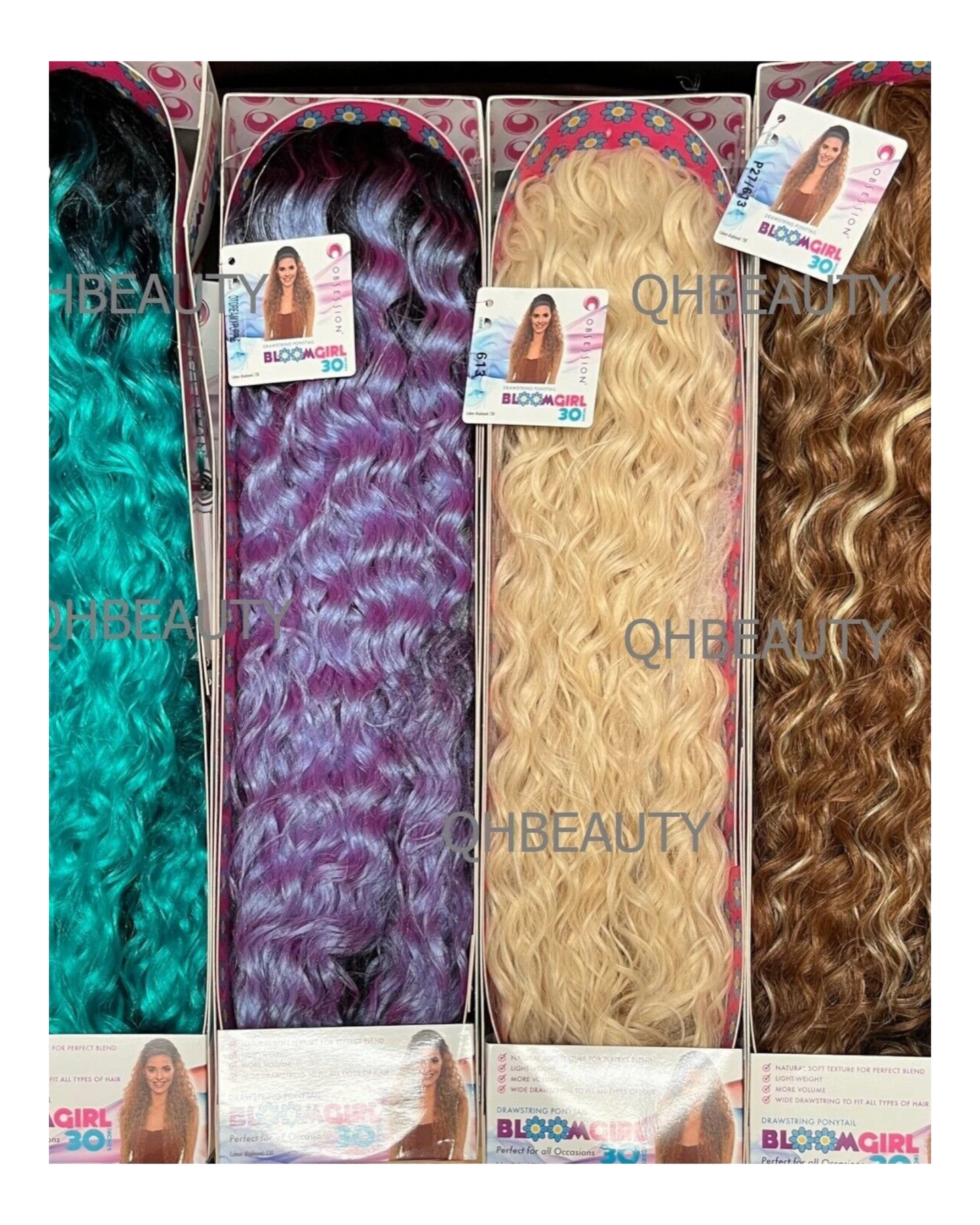 OBSESSION SYNTHETIC DRAWSTRING CURLY LONG HAIR PONYTAIL - BLOOM GIRL 30 INCH