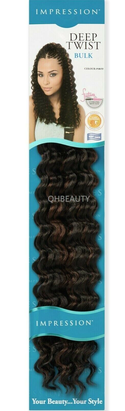 IMPRESSION SYNTHETIC CROCHET CURLY HAIR EXTENSION BRAIDS - DEEP TWIST BULK 22"