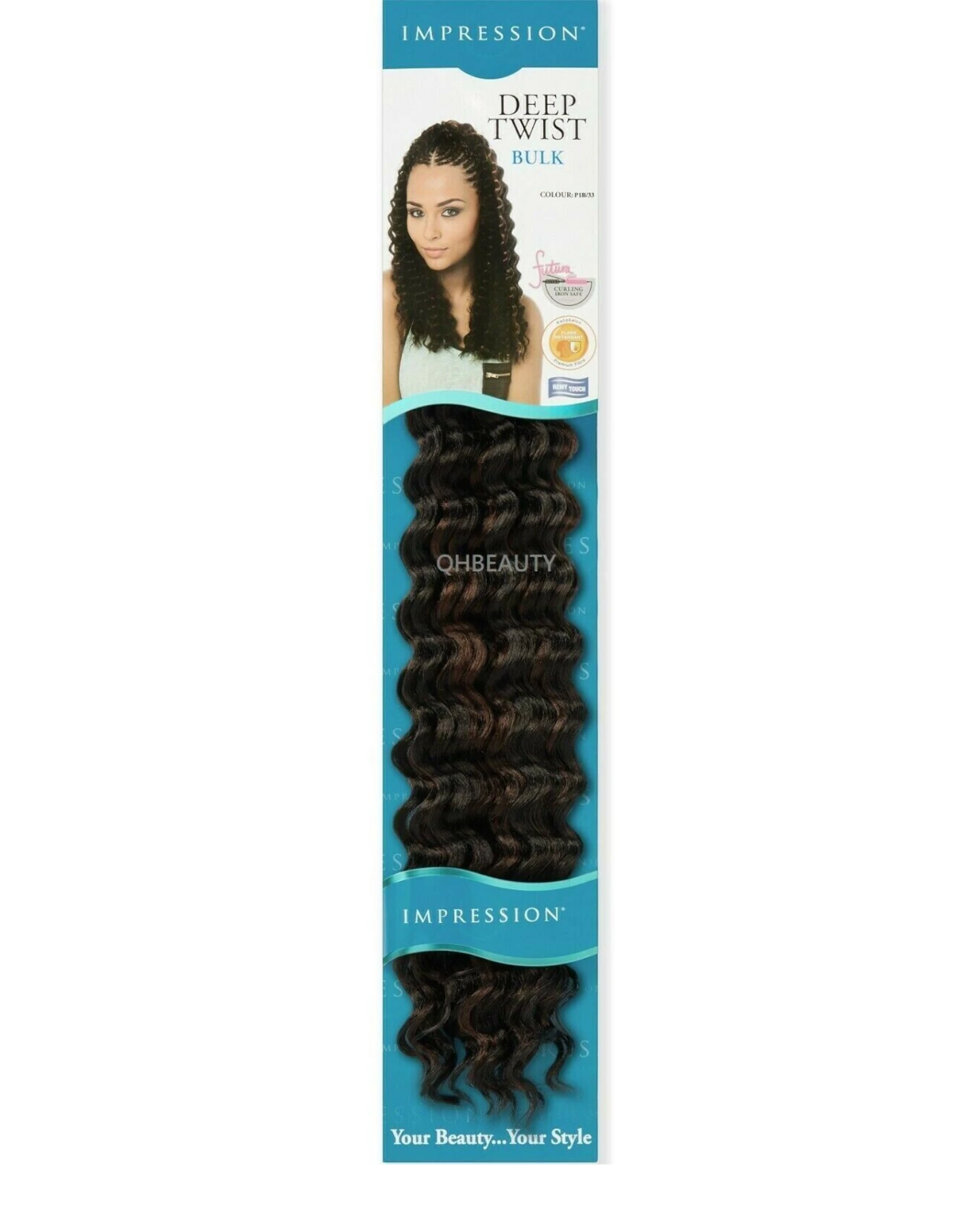 IMPRESSION SYNTHETIC CROCHET CURLY HAIR EXTENSION BRAIDS - DEEP TWIST BULK 22"