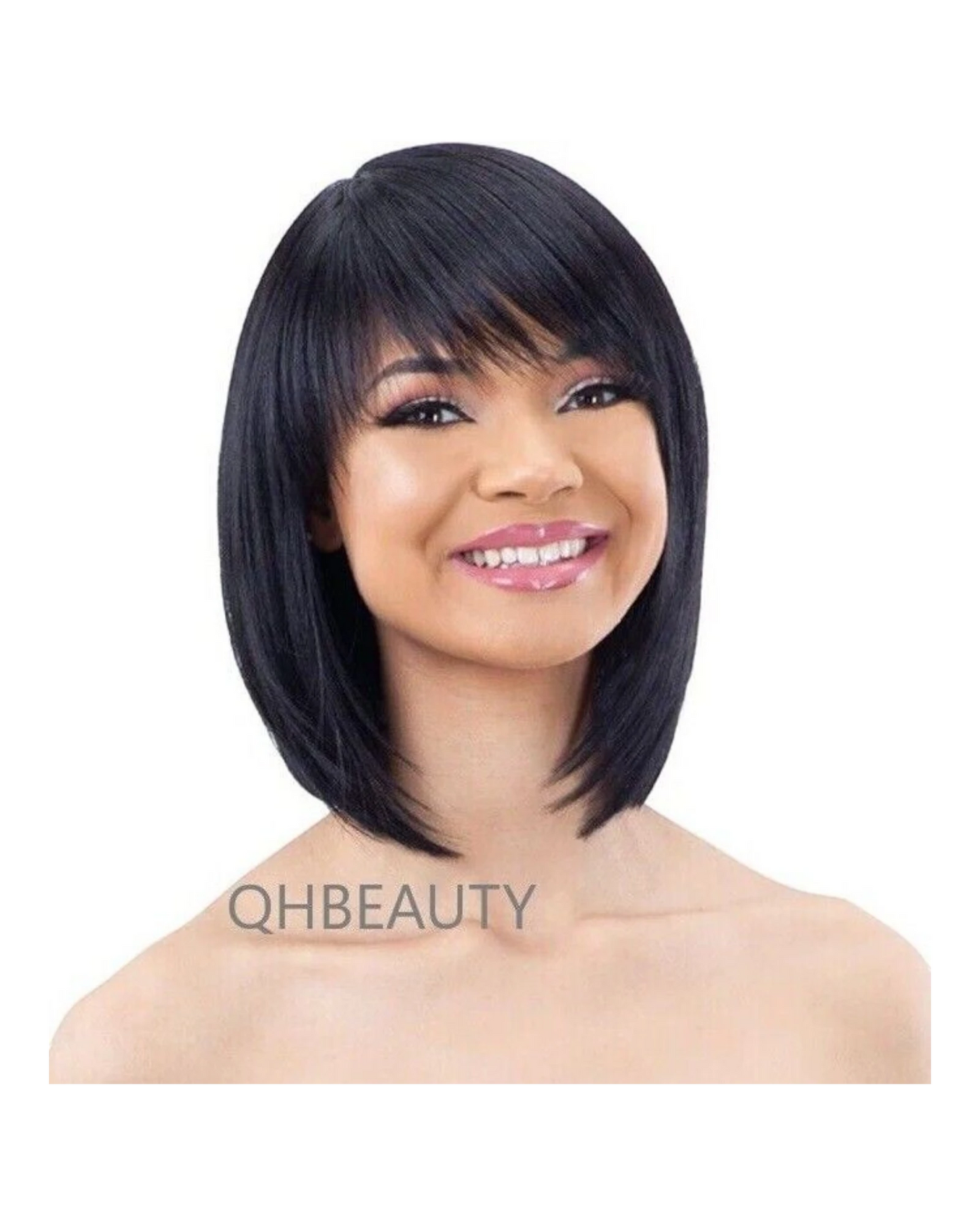 Obsession Synthetic Lavish Straight Bob Bangs 100% Hand Tied Hair Wig - LILIANA