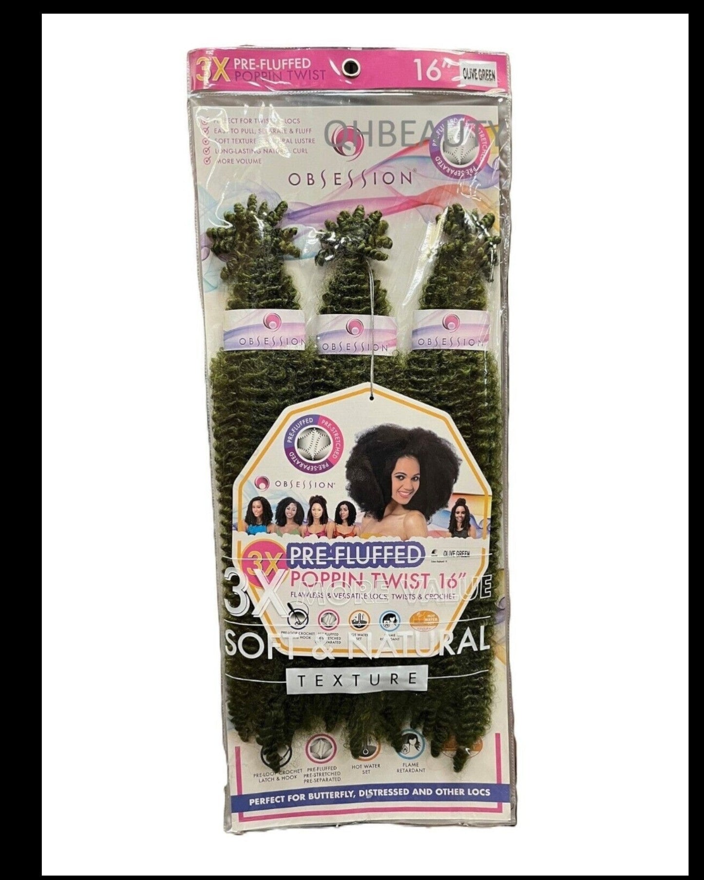 OBSESSION SYNTHETIC CROCHET SOFT BRAID 3X PRE-FLUFFED - POPPIN TWIST 16'' & 20"