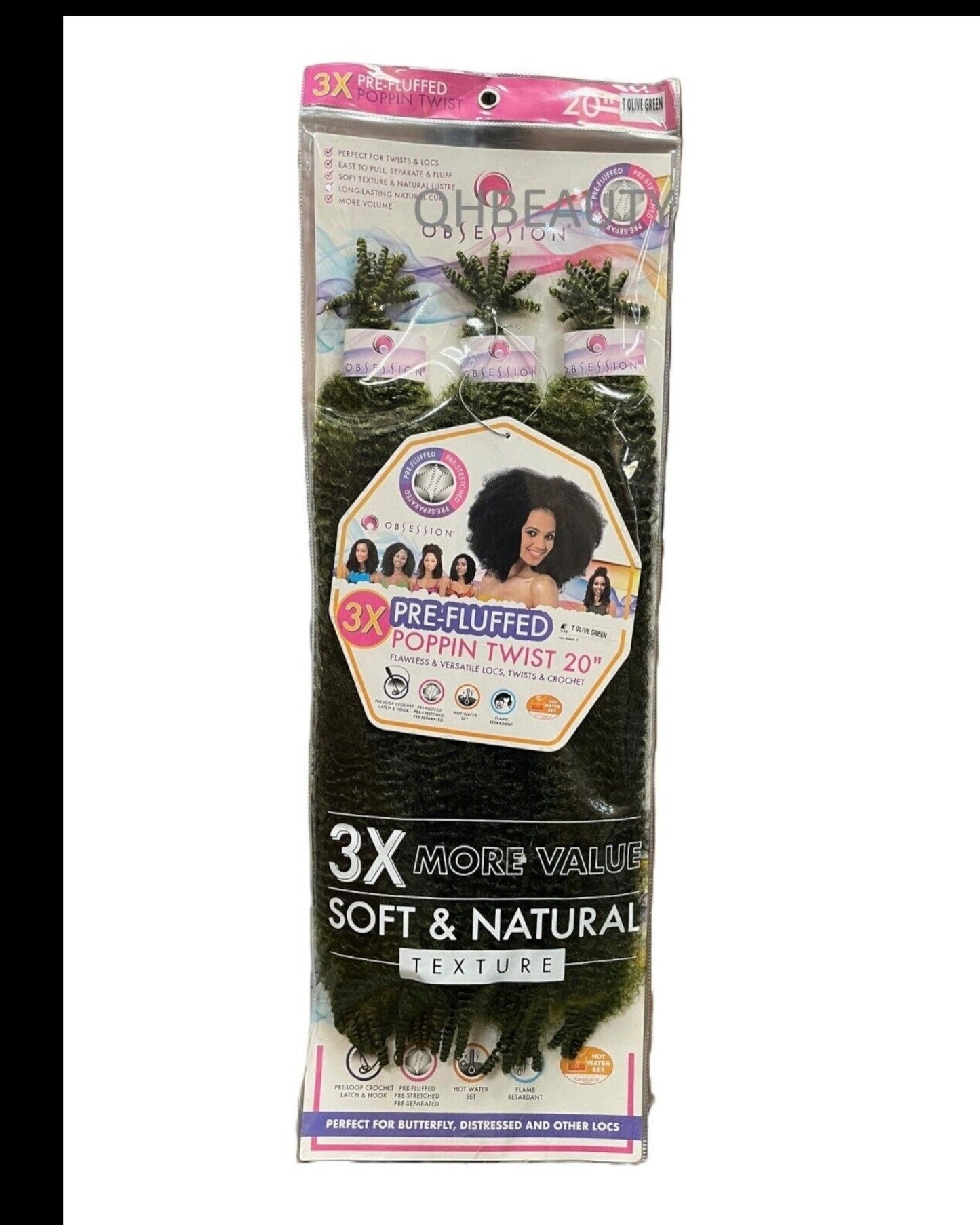 OBSESSION SYNTHETIC CROCHET SOFT BRAID 3X PRE-FLUFFED - POPPIN TWIST 16'' & 20"