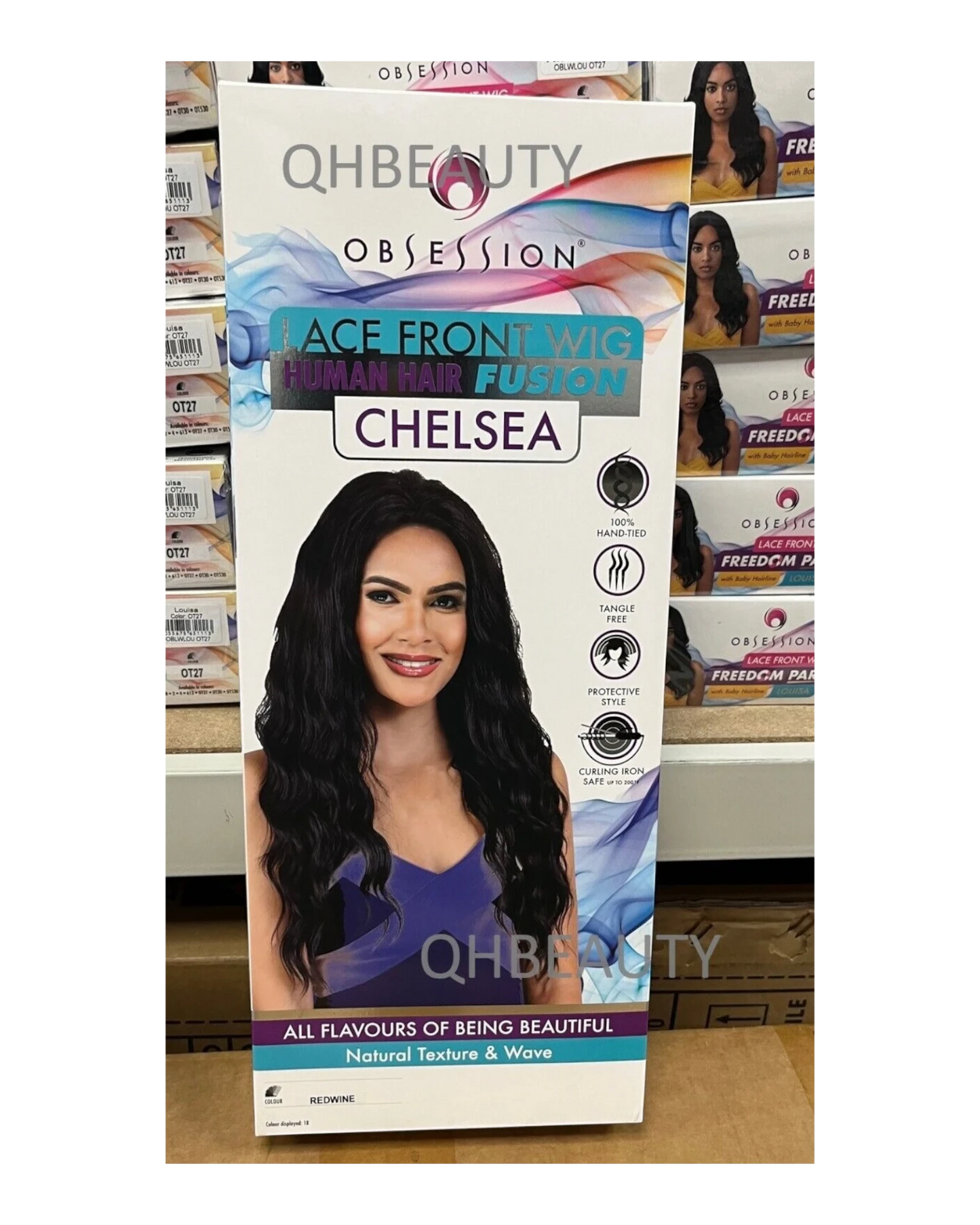OBSESSION LACE FRONT HUMAN HAIR FUSION NATURAL BODWAVE CURLY HAIR WIG - CHELSEA