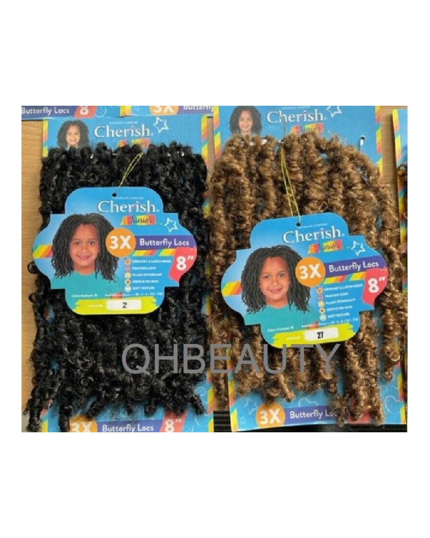 CHERISH SYNTHETIC JUNIOR KIDS CROCHET BRAID HAIR EXTENSION - 3 X BUTTERFLY LOCS 8 ''