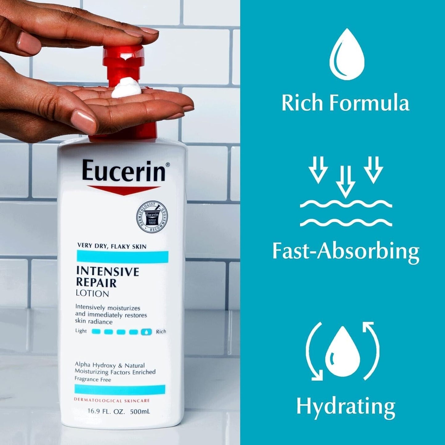 Eucerin Intensive Repair Lotion Fragrance Free Very Dry skin 16.9 fl oz (500 ml)