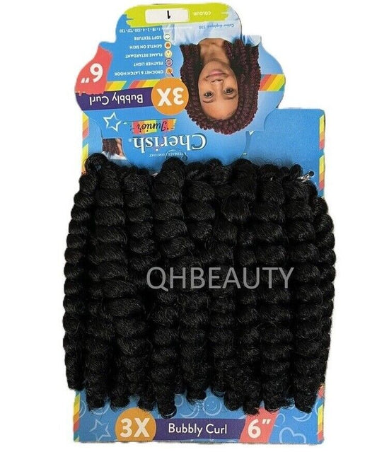 CHERISH SYNTHETIC JUNIOR KIDS CROCHET BRAID HAIR EXTENSION - BUBBLY CURL 6 INCH