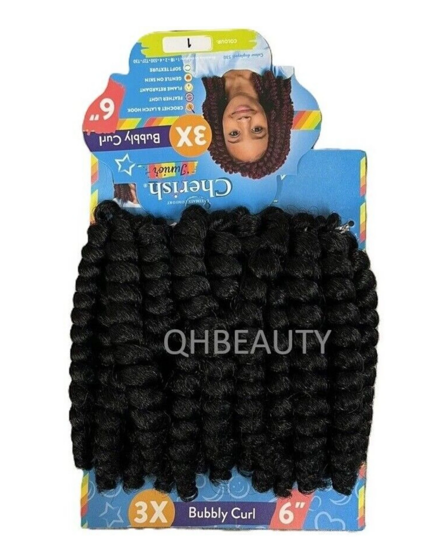 CHERISH SYNTHETIC JUNIOR KIDS CROCHET BRAID HAIR EXTENSION - BUBBLY CURL 6 INCH