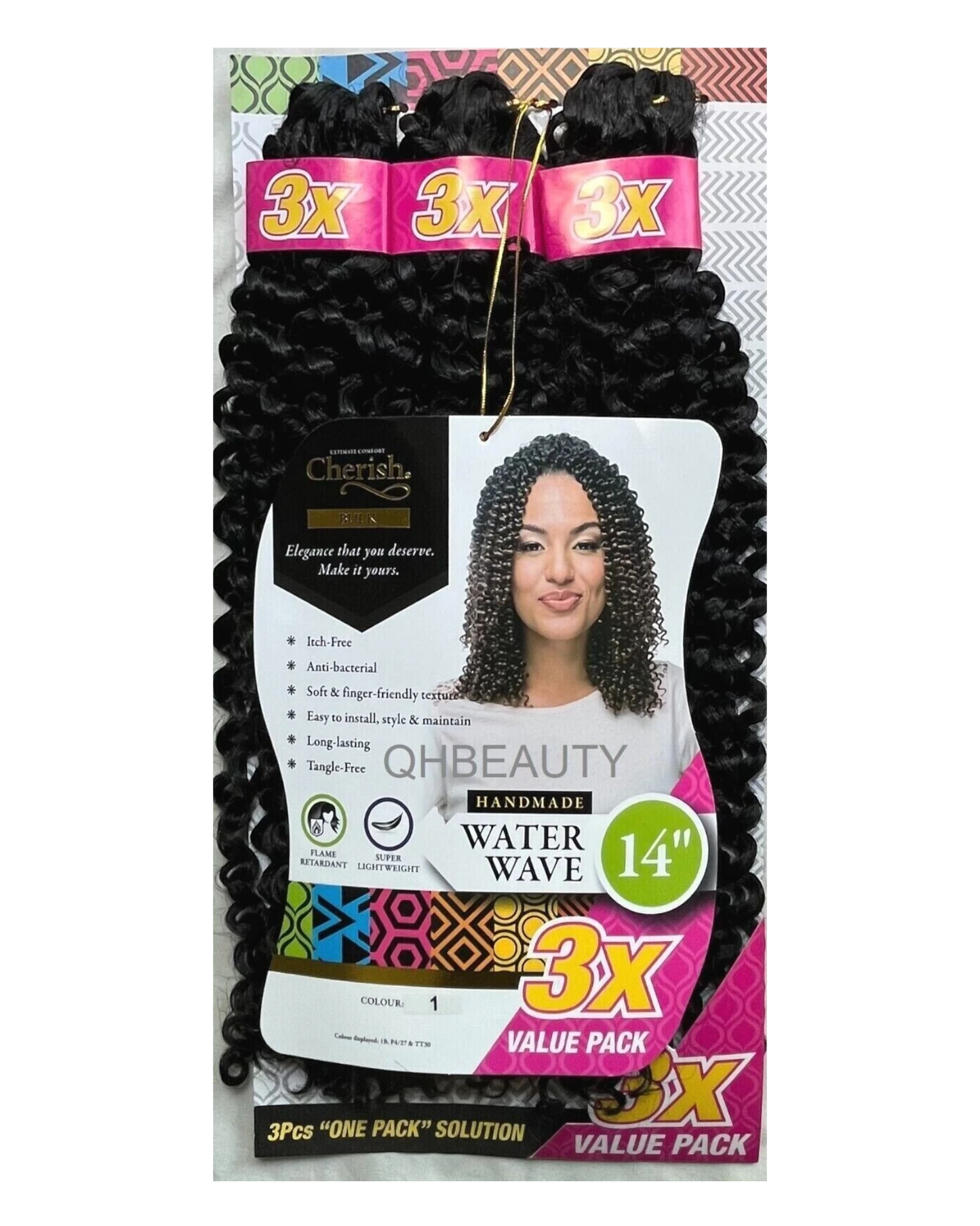 CHERISH SYNTHETIC CROCHET BRAID HAIR EXTENSION - 3 X WATER WAVE 14'' and 18''