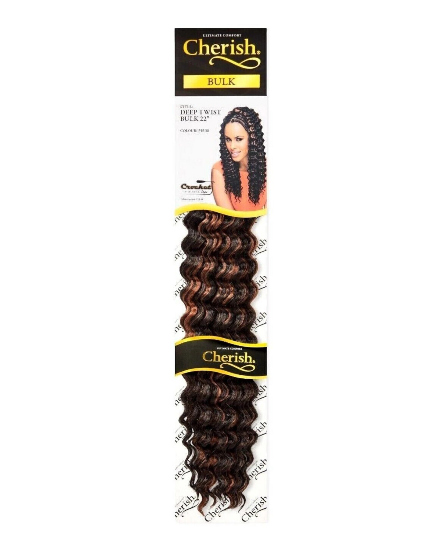 CHERISH SYNTHETIC BULK CROCHET CURLY HAIR EXTENSION BRAIDS - DEEP TWIST 22 INCH