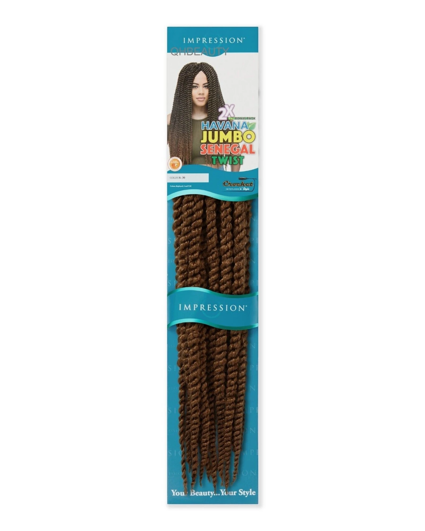 IMPRESSION CROCHET BULK HAIR EXTENSION BRAID -  2 X HAVANA JUMBO SENEGAL TWIST