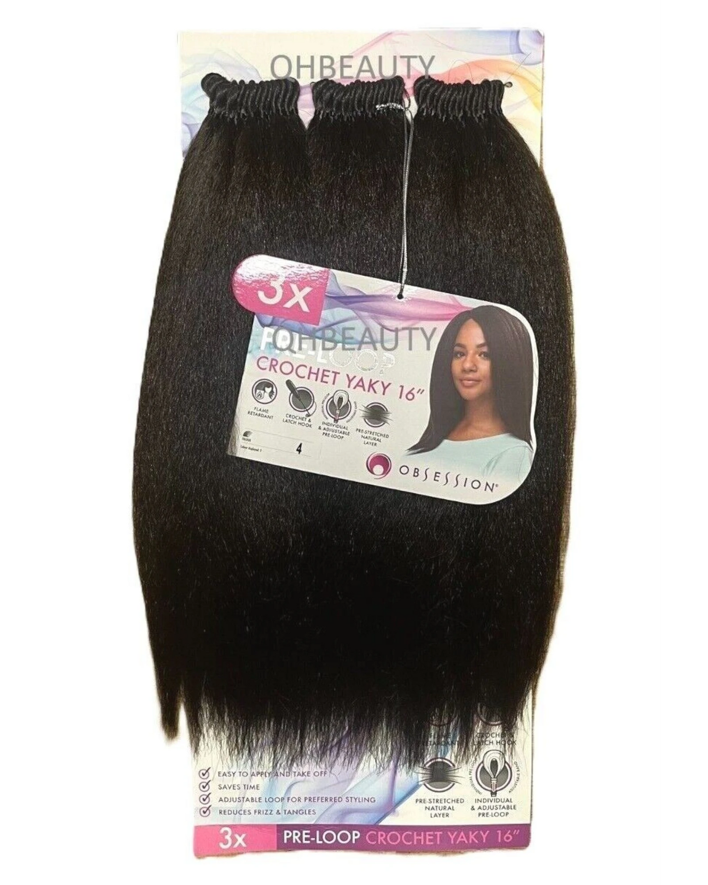 Obsession Synthetic Braid Straight Hair Extension - PRE LOOP CROCHET YAKY 16 ''