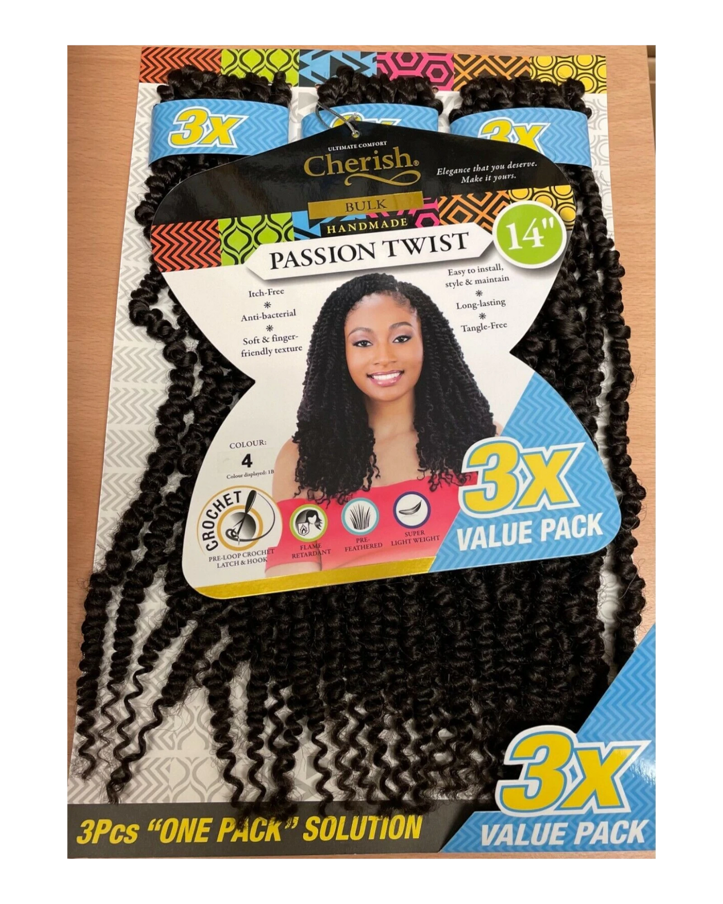 Cherish Synthetic Crochet Braid Hair Extension Handmade  3 x Passion Twist 14"