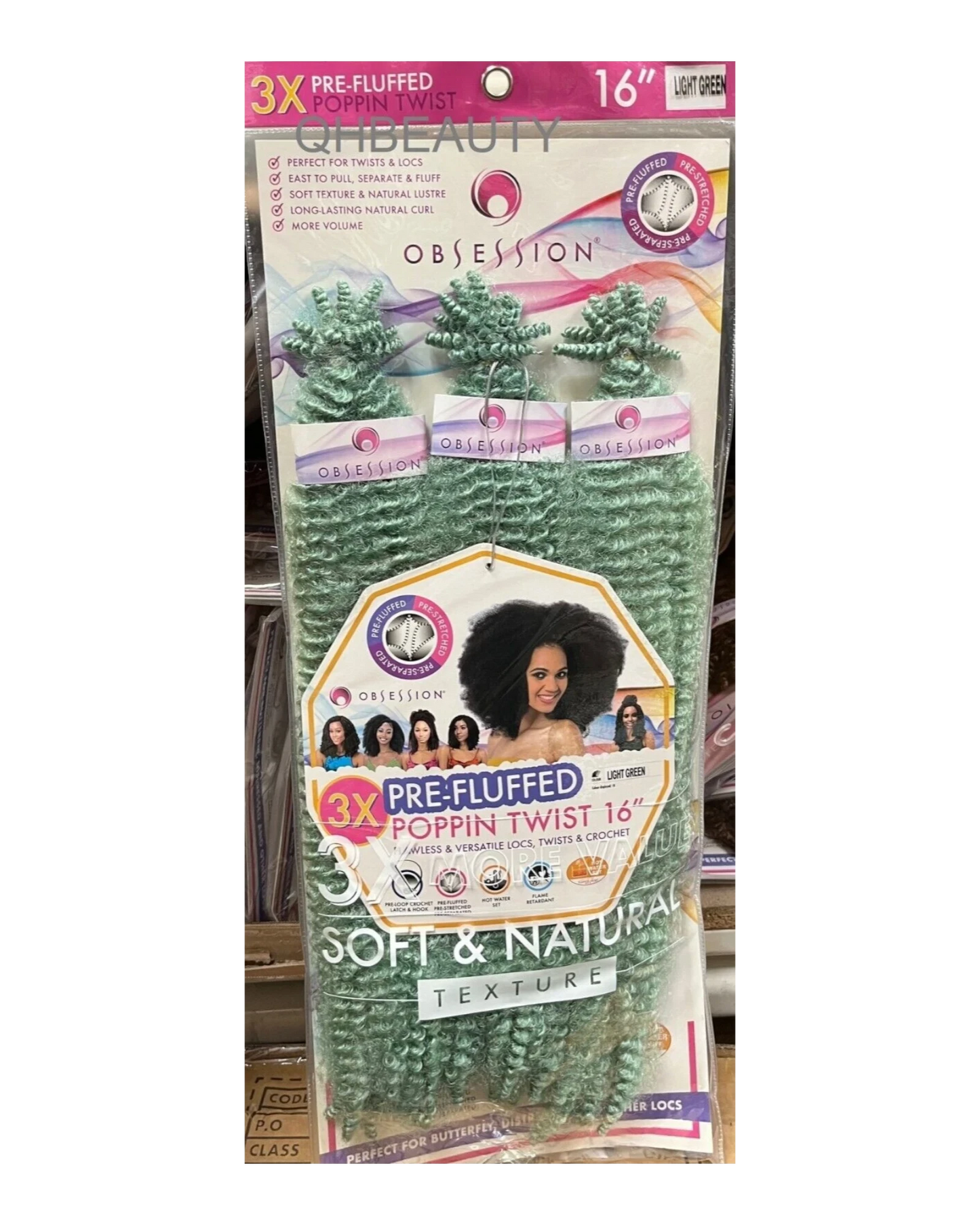 OBSESSION SYNTHETIC CROCHET SOFT BRAID 3X PRE-FLUFFED - POPPIN TWIST 16'' & 20"