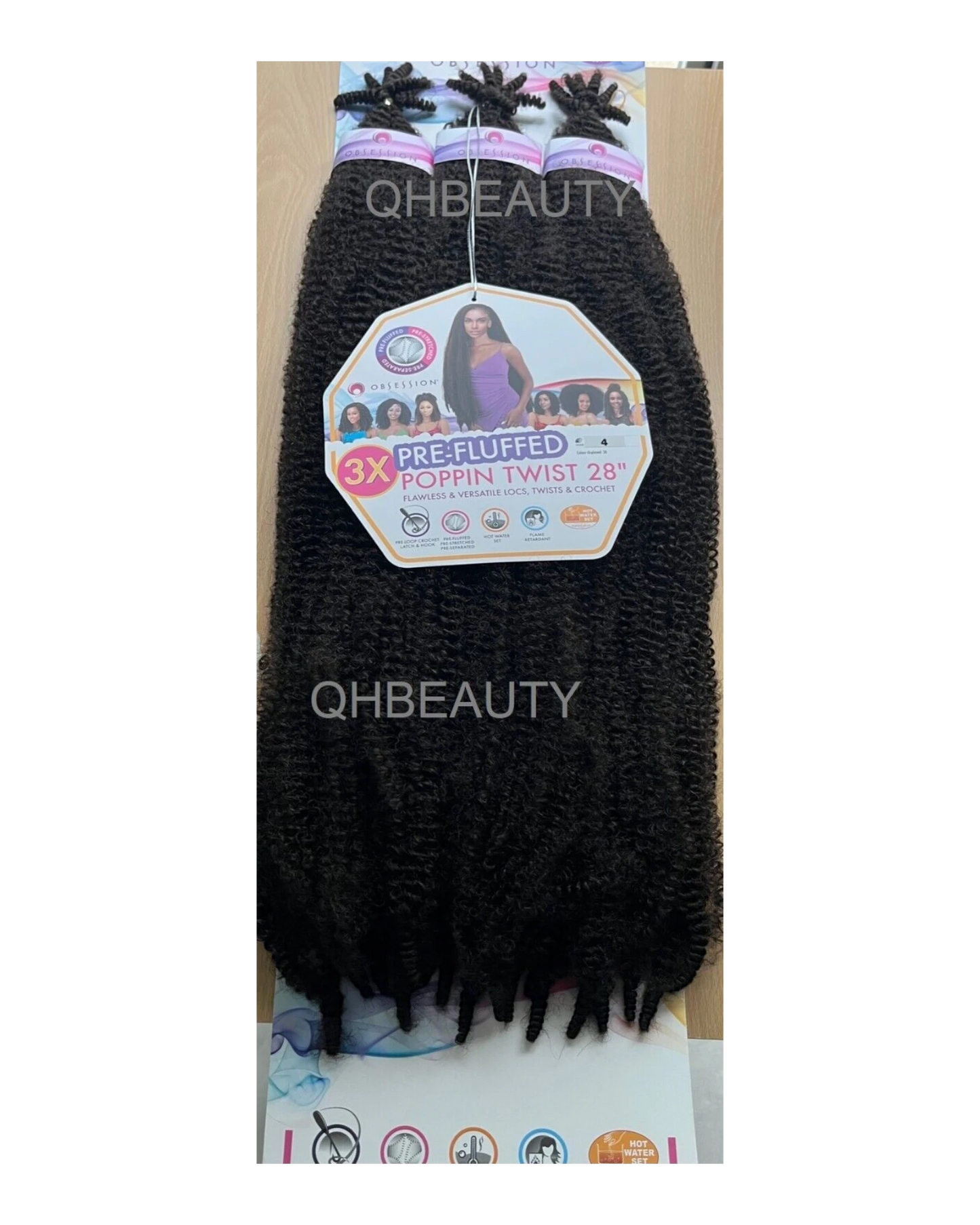 OBSESSION SYNTHETIC CROCHET BRAID 3X PRE-FLUFFED - POPPIN TWIST 28 INCHES