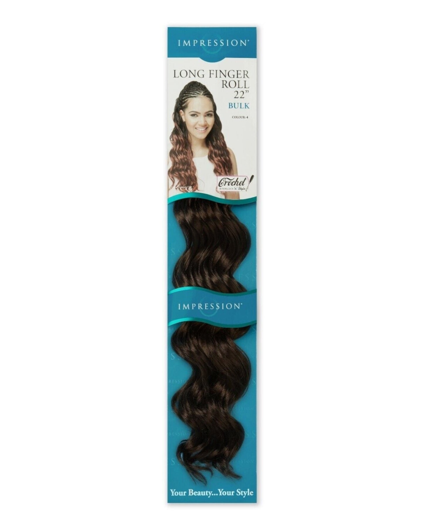 IMPRESSION SYNTHETIC HAIR EXTENSION CROCHET CURLY BRAID - LONG FINGER ROLL 22"